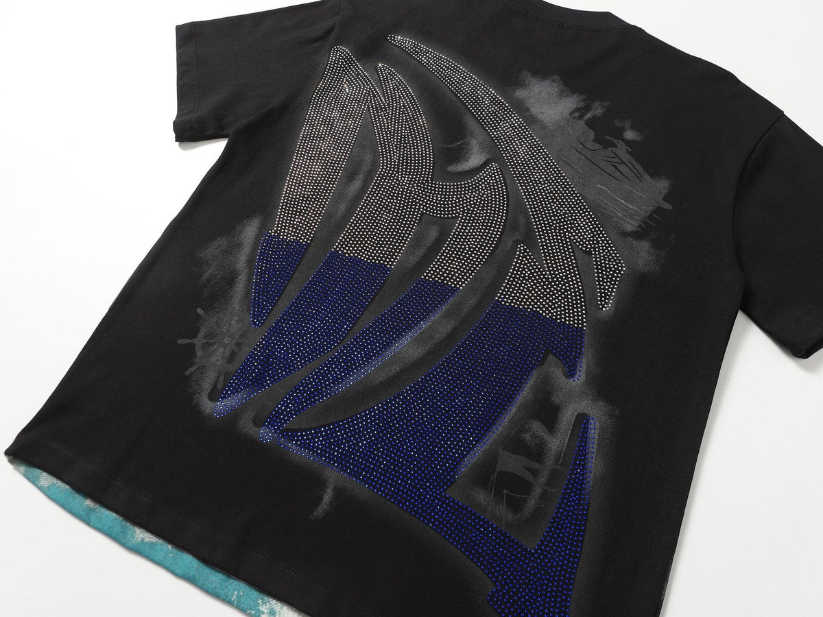 MIXED EMOTION Rhinestone Graphic T-Shirt — detail