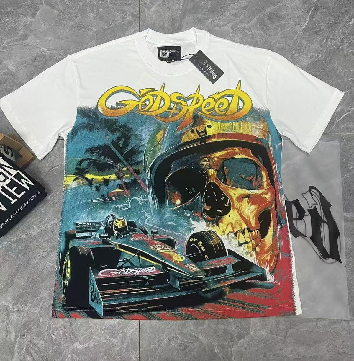 Godspeed Racing Skull Graphic Short-Sleeve T-Shirt — context