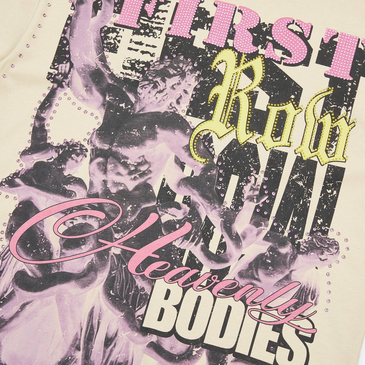 FIRST ROW Heavenly Bodies Rhinestone Crop T-Shirt — detail
